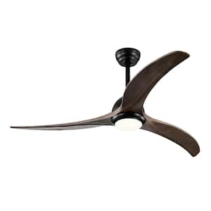 52 in. Smart Indoor Matte Black Ceiling Fan with Integrated LED with Remote Control