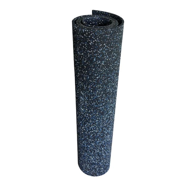 Rubber-Cal Diamond-Grip Resilient Rubber Flooring Rolls - Black 480 x 48 x 0.08 in.