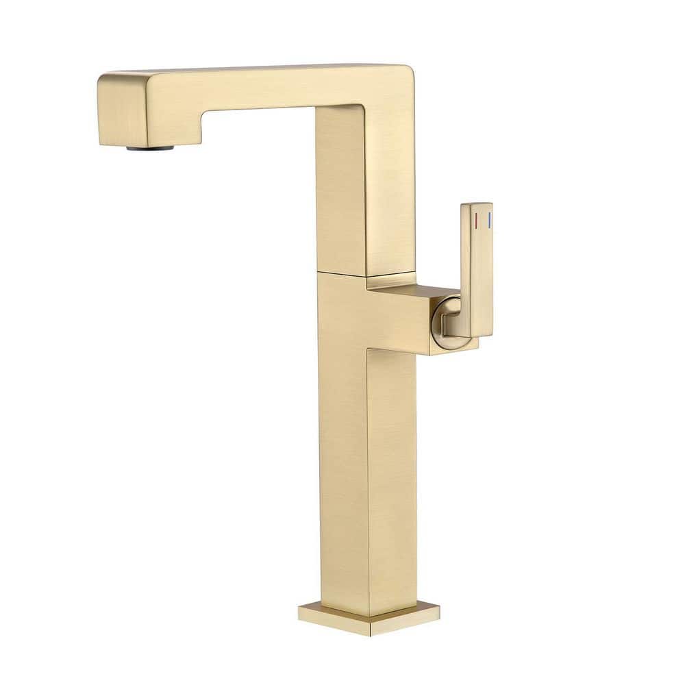 AIM Modern Special Single Handle Single Hole Bathroom Sink Faucet 90° Spout Swivel in Brushed Gold Power Clean price history on PriceWatchPro