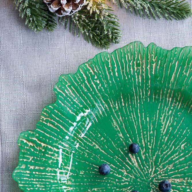 Set of 8 Green Plastic Reef Charger Plates