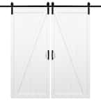 42 in. x 84 in. White Classic Z Wood Double Sliding Barn Door with Hardware Kit