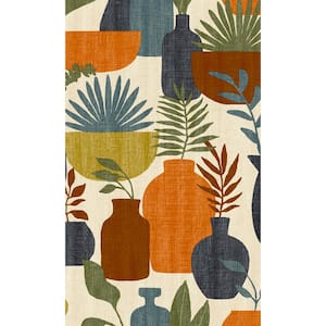 Beige/Orange Vases with Plants Retro Print Non-Woven Non-Pasted Textured Wallpaper 57 sq. ft.