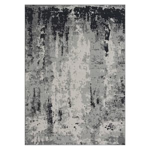 Rose Gray/Charcoal 5 ft. x 7 ft. Abstract Modern/Contemporary Rectangle Polyester Area Rug