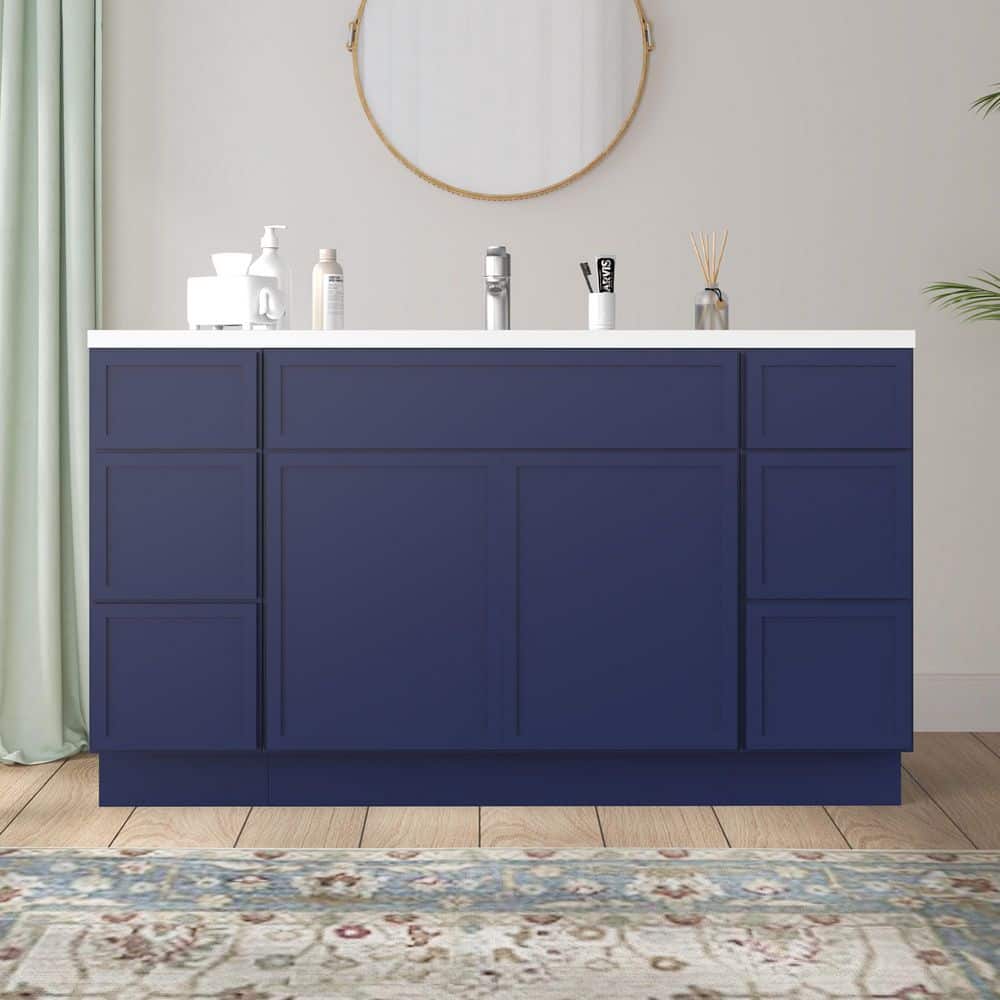Vanity Art 57 in. W x 21 in. D x 32.5 in. H Bath Vanity Cabinet without ...