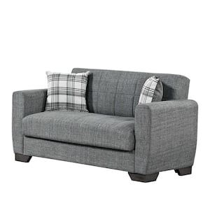 Sanctuary Collection Convertible 52 in. Grey Chenille 2-Seater Loveseat with Storage