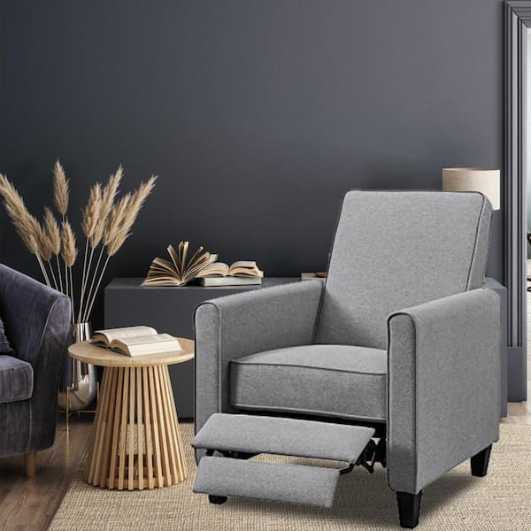 HOMESTOCK Gray Push Back Recliner Chairs Breathable Linen Recliner with Adjustable Footrest Small Recliners 18771HDN