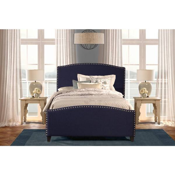 Hillsdale Furniture Kerstein Blue Navy Full Headboard and Footboard with rails Upholstered