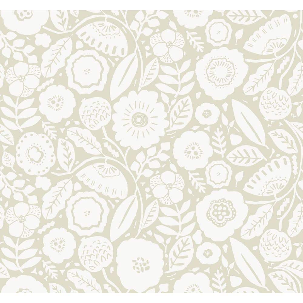 Camille Blossom Beige Linen Wallpaper