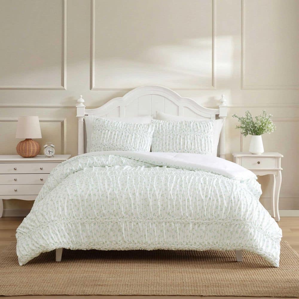 Laura Ashley Rosebuddies Reversible 3-Piece Light Blue Microfiber