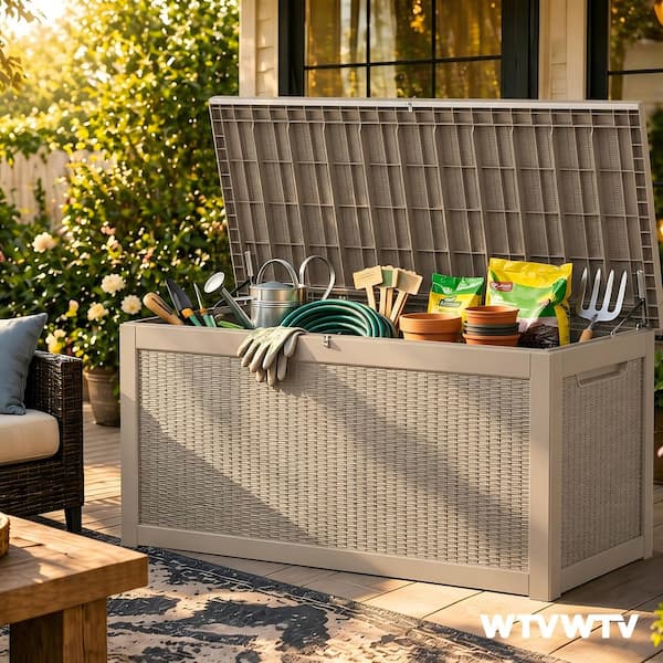 ガーデニングBOX Gray 200 Gal. Steel Outdoor Waterproof Deck Box, Large Patio