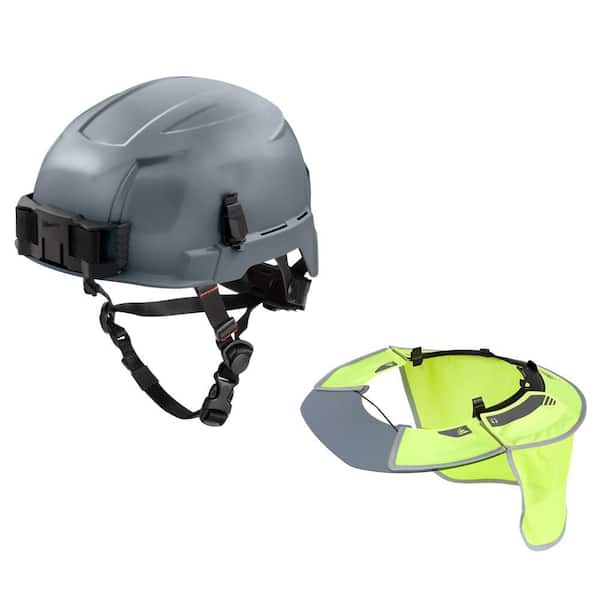 BOLT Gray Type 2 Class E Non-Vented Safety Helmet W/Tinted Brim High Visibility Mesh Sunshade and 360-Degree Protection