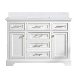 Milano 48 in. W x 22 in. D Bath Vanity in White with Quartz Vanity Top in White with White Basin