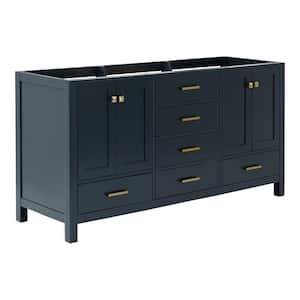 Cambridge 66 in. W x 21.5 in. D x 34.5 in. H Double Freestanding Bath Vanity Cabinet without Top in Midnight blue
