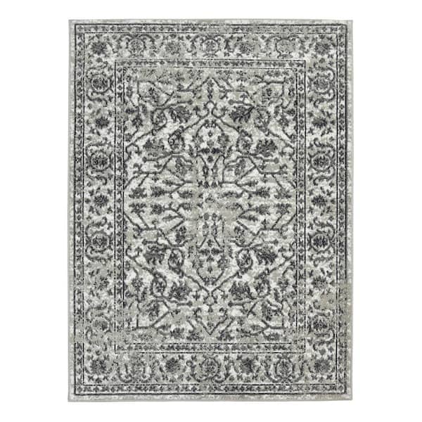 Amer Rugs Alpine 8 x 10 Dark Gray Bordered Pattern Area Rug for High Traffic Living Room Dining Room Bedroom