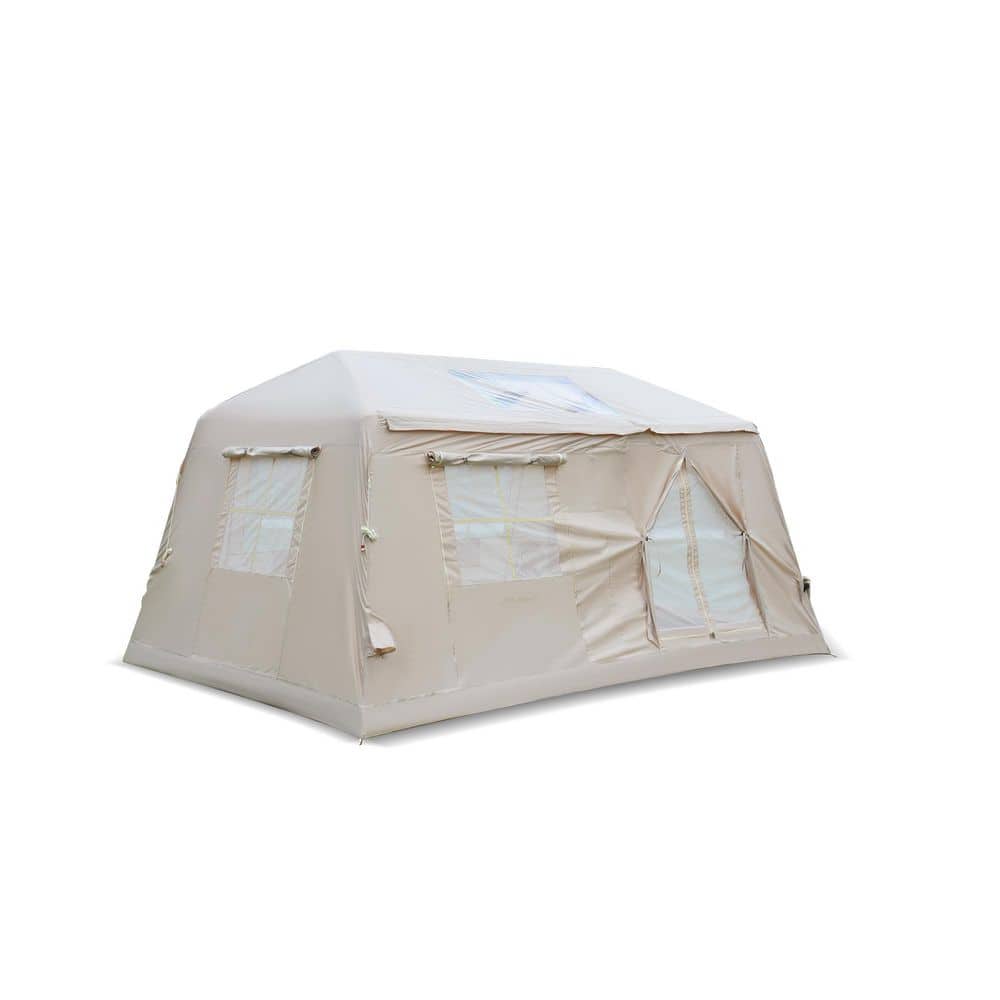 9 ft. x 13 ft. Beige Waterproof Oxford Blow Up Glamping Tents with Hand Pump Easy Set up Inflatable Tent 4 Season Tent price history on PriceWatchPro