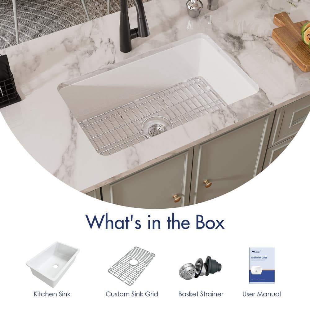 Oslo White Fireclay Single Bowl Drop-In Kitchen Sink