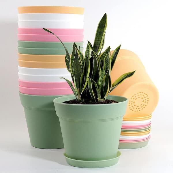 ITOPFOX Modern 6 in. L x 6 in. W x 5 in. H Multicolor Plastic Round Indoor Planter (16-Pack)