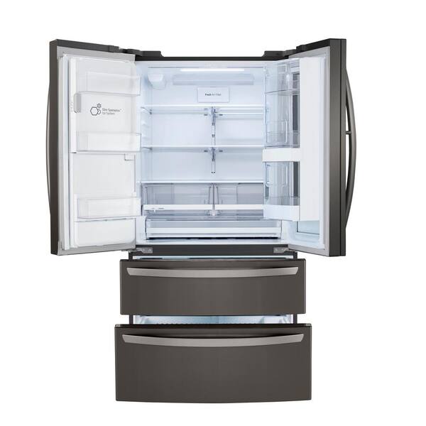 Lg Electronics 28 Cu Ft 4 Door French Door Instaview Door In Door Dual Ice With Craft Ice Double Freezer Black Stainless Steel Lrmvs2806d The Home Depot