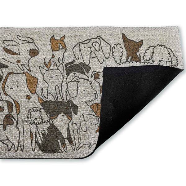 Eclectic Dog Breeds Black 18 in. x 30 in. Polyester Non-Slip Outdoor Door Mat