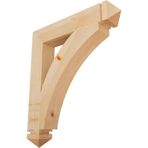 Ekena Millwork 3.5 in. x 28 in. x 24 in. Douglas Fir Thorton Arts and Crafts Smooth Bracket