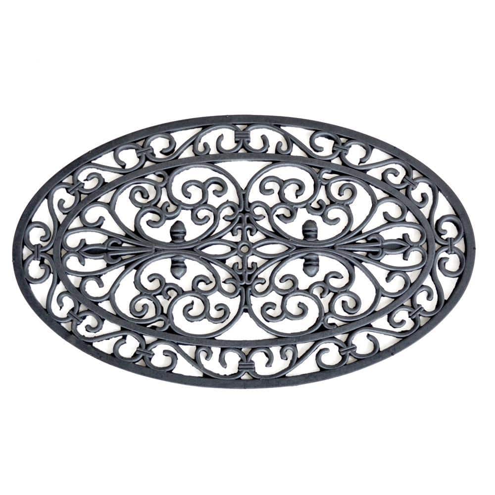 Decorative Scrollwork Rubber Entry Mat 18 x 30 in. - Oval Shape price history on PriceWatchPro