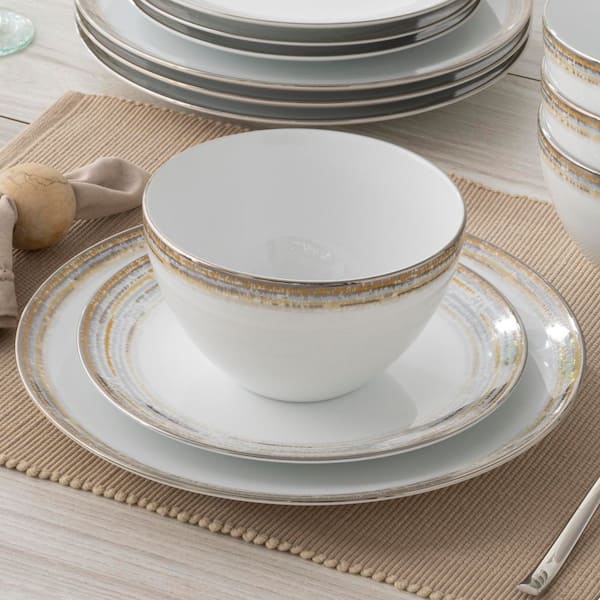 Noritake デッドストック 9693ローレライ 大小皿12枚セット Noritake Raylan 12-Piece White Porcelain Dinnerware Set, Service