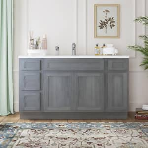 60 in. W x 21 in. D x 32.5 in. H Bath Vanity Cabinet without Top in Silver