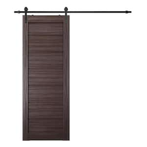 Alda 28 in. x 84 in. Gray Oak Composite Core Wood Sliding Barn Door with Hardware Kit