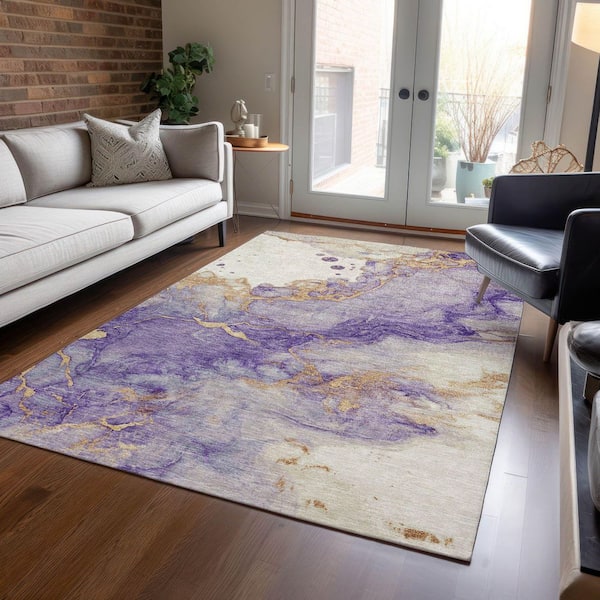 Chantille Machine Washable Indoor/Outdoor Abstract ACN1794 Purple 8 ft. x 10 ft. Area Rug
