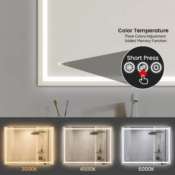 48 in. W x 36 in. H Rectangular Aluminum Framed Wall Mount LED Light Bathroom Vanity Mirror in Transparent