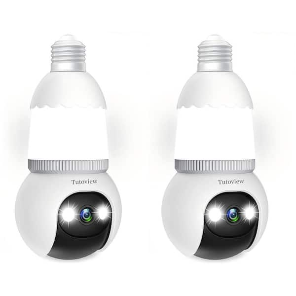 4MP Light Bulb 4G Hz. Wireless Plug in Security Camera with Night Vision, Motion Detection, 360° Remote Viewing (2-Pack）