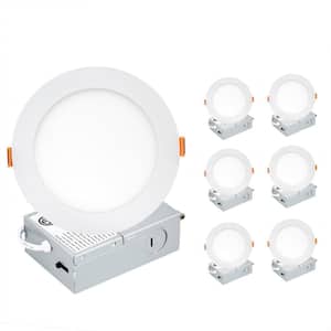 5 in. Adjustable CCT Canless LED Downlight Indoor Integrated LED Recessed Light Trim, 6 in. Lens Aperture Size(6-Pack)