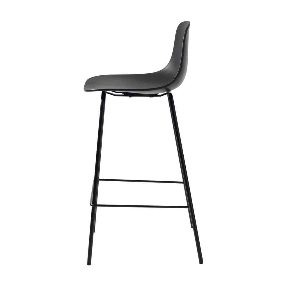 Black Metal Frame Counter Stool with Plastic Seat, Set of 2