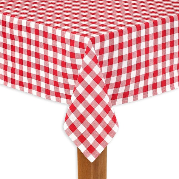 Buffalo Check 70 in. Round Red 100% Cotton Table Cloth for Any Table
