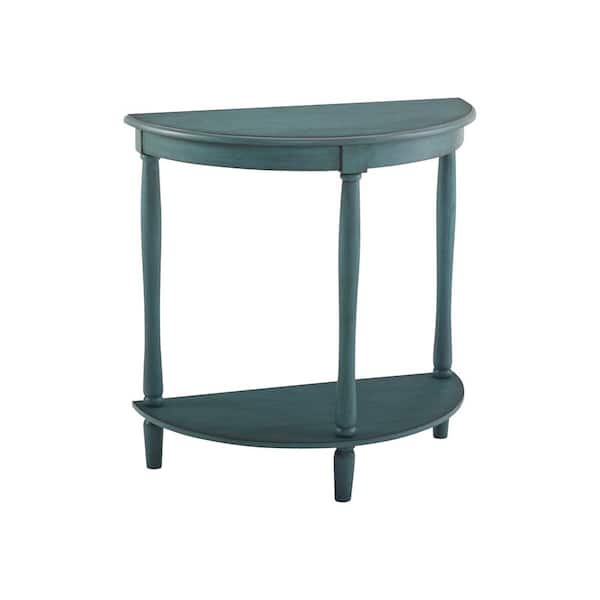 Furniture of America Mingdon 28 in. Antique Light Green 1-Shelf Side Table