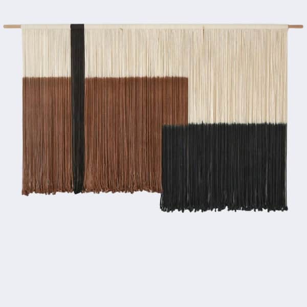 Unbranded 57 in. W x 35 in. L Wall Hanging Dip Dye Tapestry Fiber Wall Art, Boho Bedroom Decor Wall Tapestry-Brown