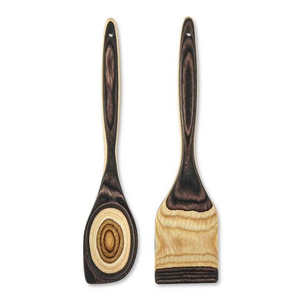 Brown 2 Pieces Pakkawood Spoontula and Turner Set