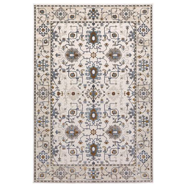 AVERLEY HOME Edgewater Ivory/Blue 10 ft. x 13 ft. Oriental Floral Persian Polyester Indoor Area Rug