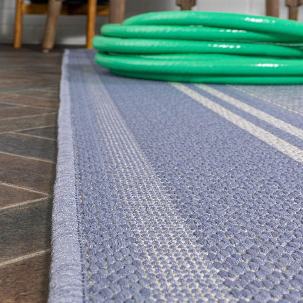 Haynes Modern Double Stripe 8' x 10' Blue/Light Gray Area Rug