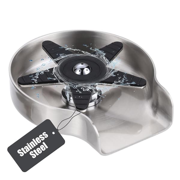 WOWOW Pentagram Fan Blade Sink Glass Rinser for Kitchen Sink in Brushed Nickel