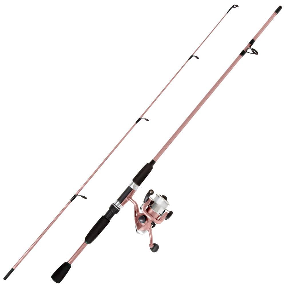 Black and Pink 6 ft. 6 in. Fiberglass Fishing Rod and Reel Combo Portable  2-Piece Pole with 3000 Aluminum Spinning Reel 905565XXP - The Home Depot