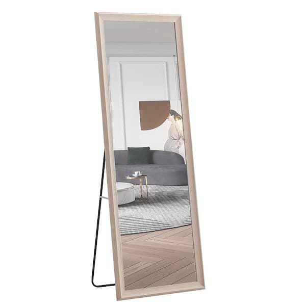 Miscool Anky 65 in. W x 22.8 in. H Wood Framed Rectangle Full Length Mirror, Floor Mirror in Light Oak