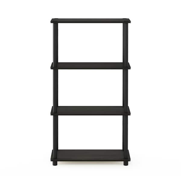Furinno 43.25 in. Espresso/Black Plastic 4-shelf Etagere Bookcase with Open Back