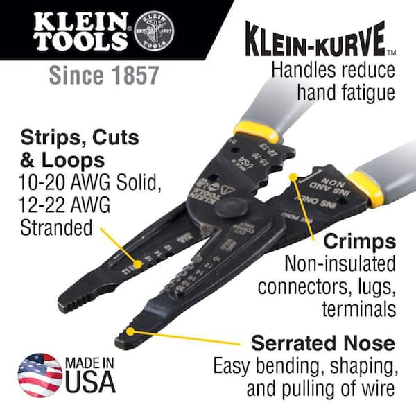 Klein Tools Long Nose Multi Tool Wire Stripper, Wire Cutters, Crimping Tool  1010 - The Home Depot