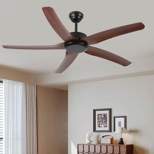 52 in. Indoor/Outdoor Low Profile Matte Black Ceiling Fan with 5 ABS Blades, 6-Speed DC Remote Control Ceiling Fans Without Lights