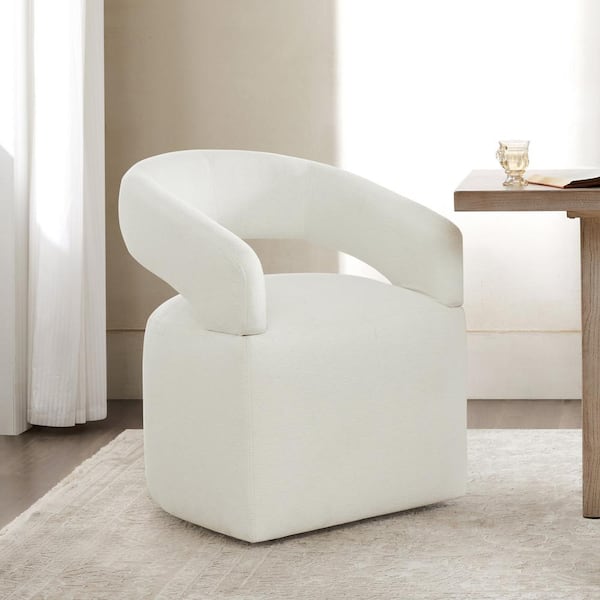 Octavian Beige Fabric Dining Chair with Removable Casters for Dining Room Bed Room Living Room