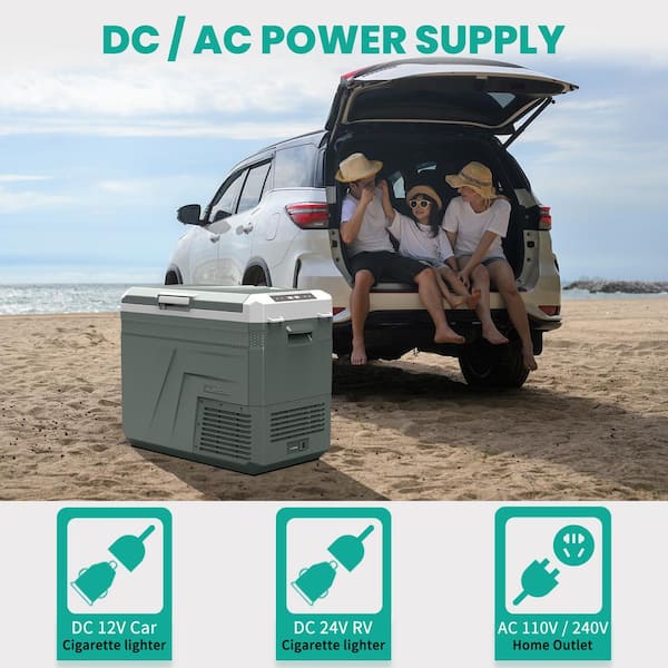 Alpicool 26 Qt. Portable Refrigerator Car Fridge 12-Volt Fridge -4~68°F Portable  Freezer Electric Cooler For Camping Outdoor RV SZ-QX20-GN-THDUS - The Home  Depot