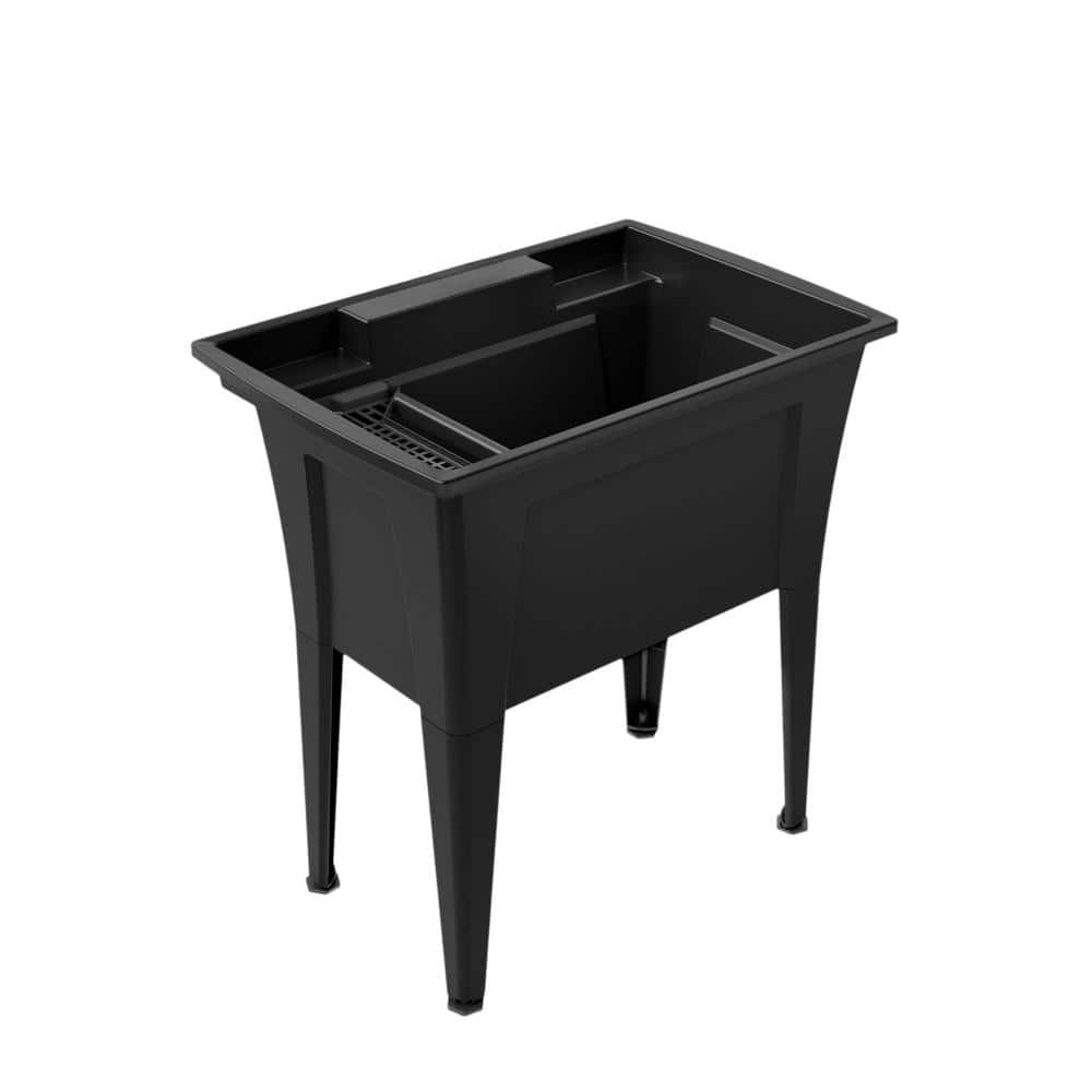 RUGGED TUB 32 in. x 22 in. Black Freestanding Utility/Laundry Sink G32B ...