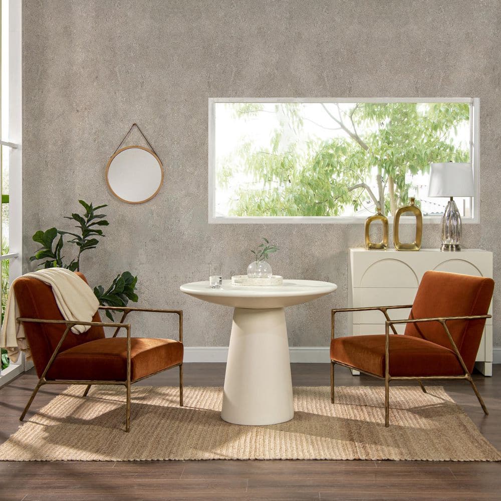 Aerin Hammered Brass and Burnt Orange Velvet Accent Chair