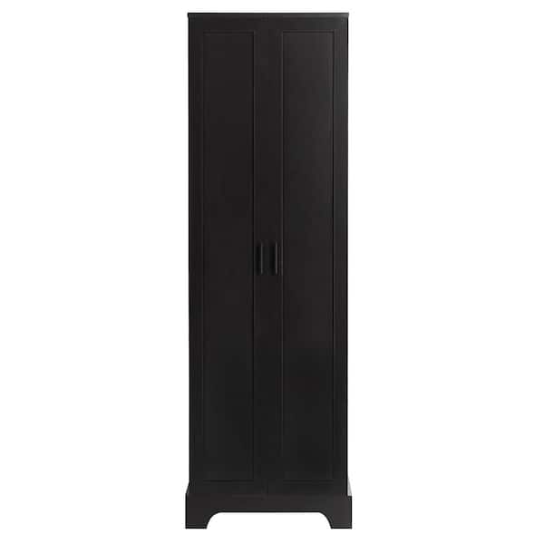 Aoibox 22.1 in. W x 19.9 in. D x 71.2 in. H Black MDF Freestanding Linen Cabinet with 2-Doors Storage Cabinet in Black Finish